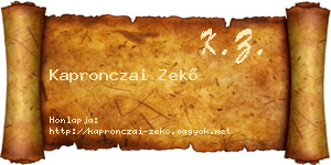 Kapronczai Zekő névjegykártya